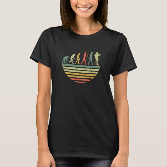 Vintage Retro Evolution Violin Player  1 T-Shirt (Front)