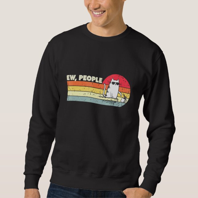 Vintage Retro Ew People  Cat Sweatshirt (Front)