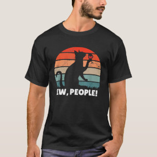 Vintage Retro Ew People Funny Cat Drinking Wine Lo T-Shirt