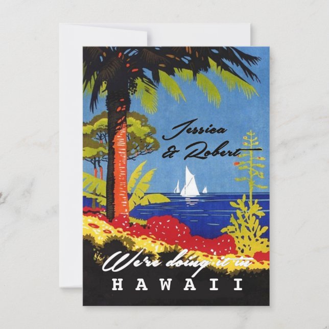 Vintage Retro Exotic Island Beach Wedding Invite (Front)
