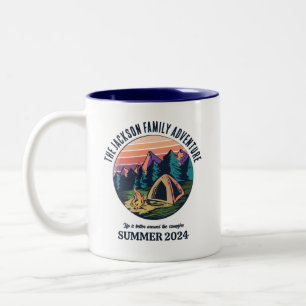 Vintage Retro Family Hiking and Camping Trip Two-Tone Coffee Mug