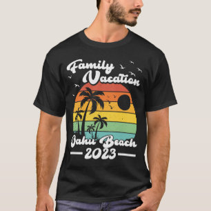 Vintage Retro Family Vacation 2023 Hawaii Oahu Bea T-Shirt