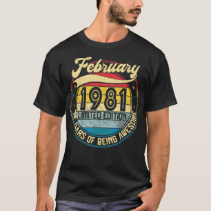 Vintage Retro February 1981 40th Birthday Gift 40 T-Shirt