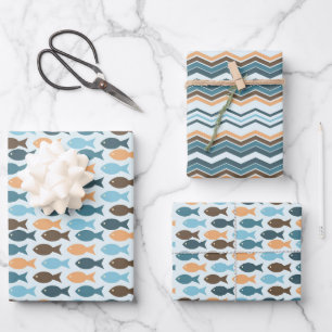 Vintage Retro Fish Wrapping Paper Sheet