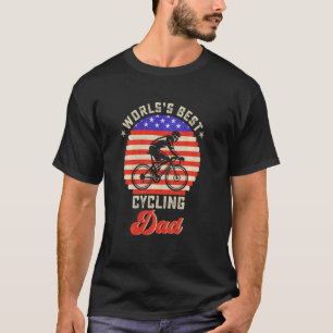 Vintage Retro Flag World S Best Cycling Dad Cyclis T-Shirt