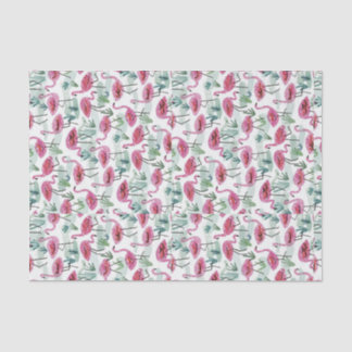 Vintage Retro Flamingo Pink White Decoupage Tissue Paper