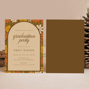 Vintage Retro Floral Arch Graduation Party Invitation