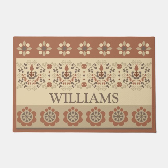 Vintage Retro Floral Doormat (Front)