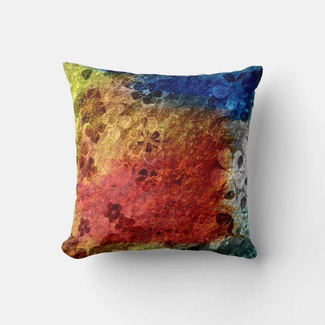 Vintage retro floral pattern cushion (Front)