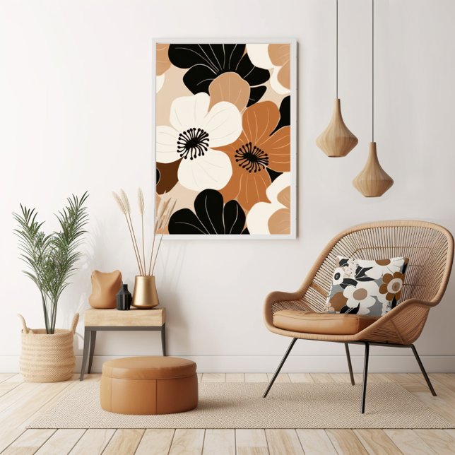 Vintage Retro Floral Poster (Unleash your inner art enthusiast with Wild on Flowers gallery quality Giclee print artwork poster. )