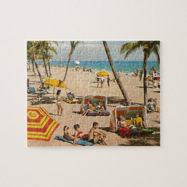 Vintage Retro Florida Beach Travel Jigsaw Puzzle (Horizontal)
