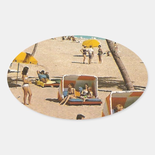 Vintage Retro Florida Beach Travel Oval Sticker (Front)
