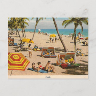 Vintage Retro Florida Beach Travel Postcard