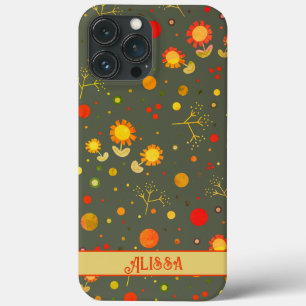 Vintage Retro Flowers Fun Custom Dots Modern iPhone 13 Pro Max Case