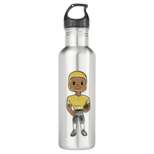 vintage retro football player black yellow simple 710 ml water bottle