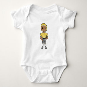 vintage retro football player black yellow simple baby bodysuit