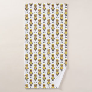 vintage retro football player black yellow simple  bath towel