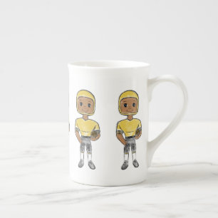 vintage retro football player black yellow simple  bone china mug
