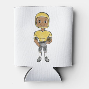 vintage retro football player black yellow simple  can cooler