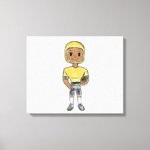 vintage retro football player black yellow simple canvas print