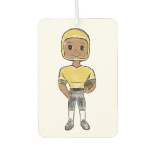 vintage retro football player black yellow simple car air freshener