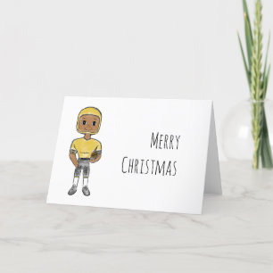 vintage retro football player black yellow simple  holiday card