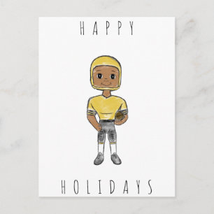 vintage retro football player black yellow simple holiday postcard