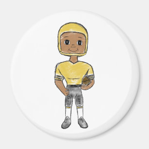 vintage retro football player black yellow simple magnet