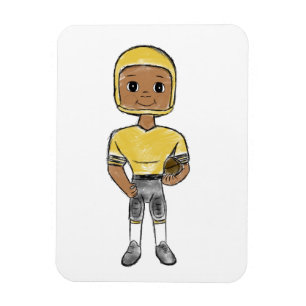 vintage retro football player black yellow simple  magnet