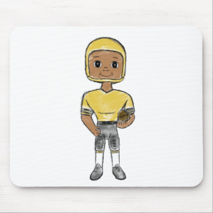 vintage retro football player black yellow simple mouse pad