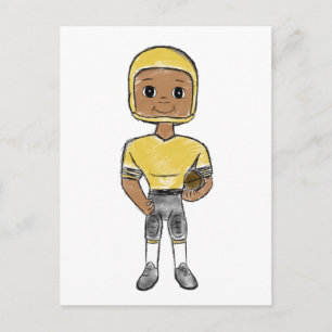vintage retro football player black yellow simple postcard