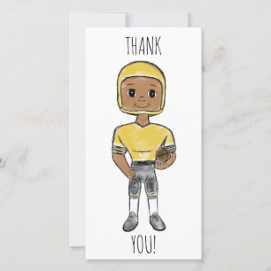 vintage retro football player black yellow simple thank you card