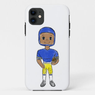 vintage retro football player blue yellow simple Case-Mate iPhone case