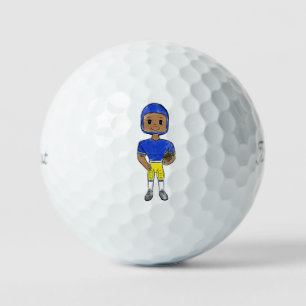 vintage retro football player blue yellow simple golf balls