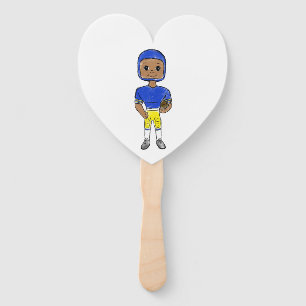 vintage retro football player blue yellow simple   hand fan