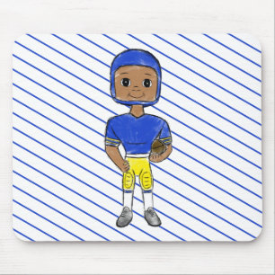 vintage retro football player blue yellow simple   mouse pad