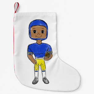 vintage retro football player blue yellow simple   small christmas stocking