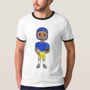 vintage retro football player blue yellow simple   T-Shirt