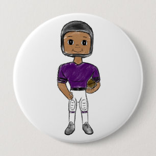 vintage retro football player purple black  simple 10 cm round badge