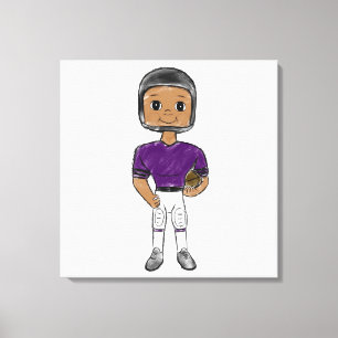 vintage retro football player purple black simple canvas print
