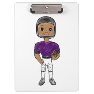 vintage retro football player purple black simple clipboard