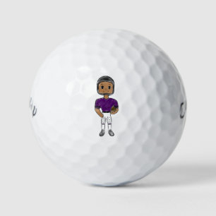 vintage retro football player purple black  simple golf balls