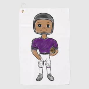 vintage retro football player purple black simple golf towel