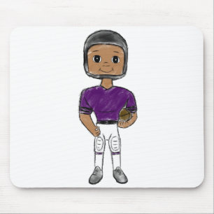 vintage retro football player purple black simple mouse pad