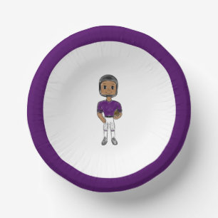 vintage retro football player purple black  simple paper plate