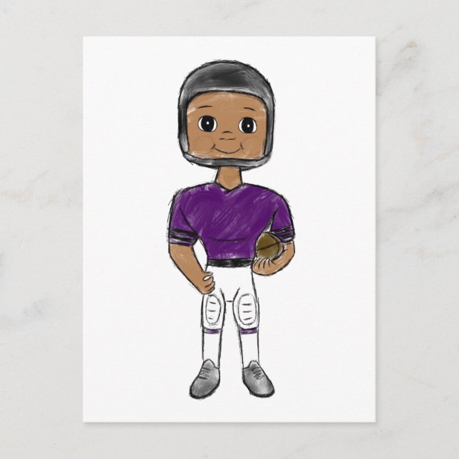 vintage retro football player purple black  simple postcard (Front)