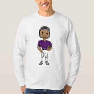 vintage retro football player purple black  simple T-Shirt
