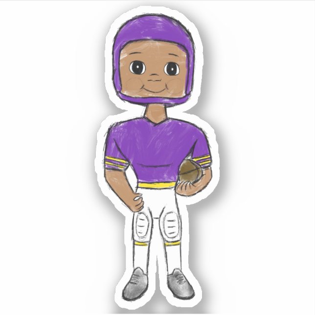 vintage retro football player purple yellow simple (Front)