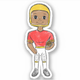 vintage retro football player red yellow simple