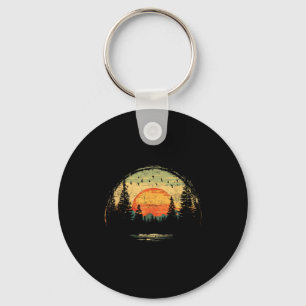 Vintage retro forest trees outdoor nature men key ring